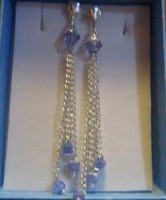 Pendientes en base palillo en plata de ley y cristales swarovski