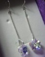 Pendientes  con cadena de plata ley con cristal swarovski en forma de flor